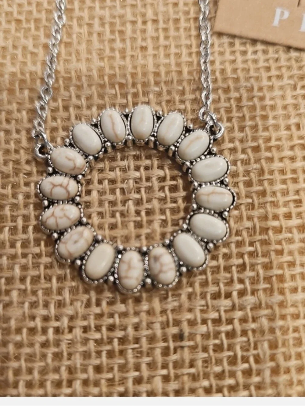 NEW Plunder White Stone Circle Pendant Necklace with Matching Studs